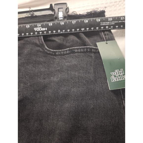 Wild Fable Skirt Juniors 17 Black Frayed Denim Middle Open Slit Y2K Grunge 5680 - Picture 2 of 7
